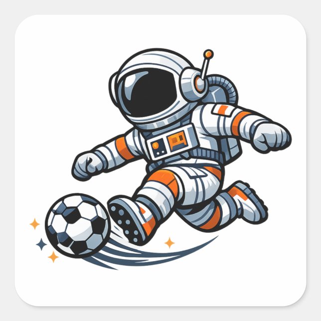 Adesivo Quadrado Futebol de Astronauta (Frente)