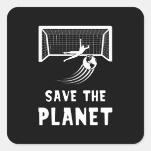 Adesivo Quadrado Futebol de futebol Dia da Terra Salvar o planeta