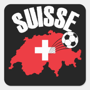 Adesivo Quadrado Futebol de Mapa de Suiças Suisse