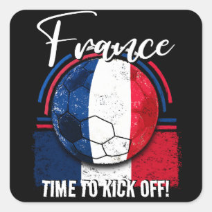 Adesivo Quadrado Futebol France Flag, Vintage Ball Soccer
