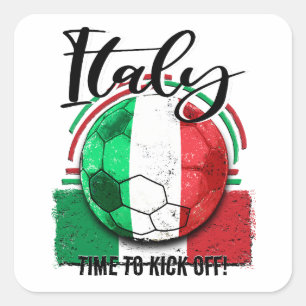 Adesivo Quadrado Futebol Itália Flag, Vintage Italia Soccer