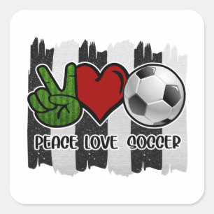 Adesivo Quadrado Futebol Peace and Love