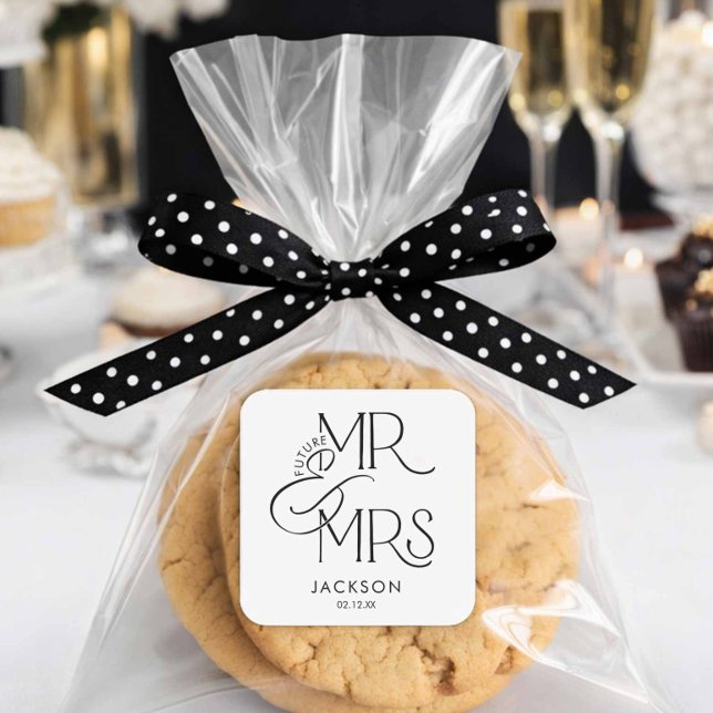 Adesivo Quadrado Future Mr and Mrs Engagement (Future Mr and Mrs Engagement Favor stickers)