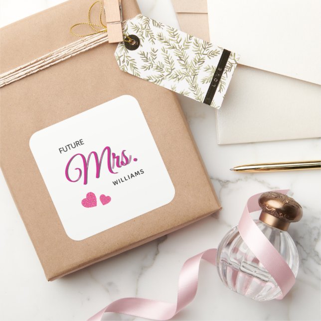 Adesivo Quadrado Future Mrs Personalized Wedding Design  (Presentear)