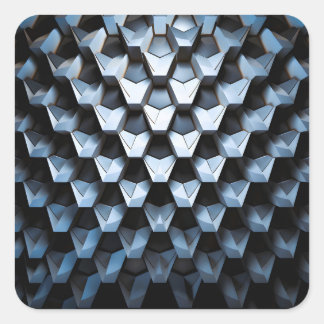 Adesivo Quadrado Futurista Abstrato Azul Geométrico Metálico