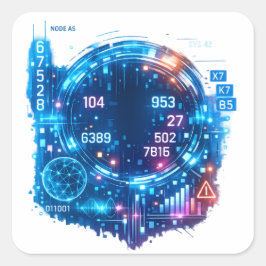 Adesivo Quadrado Futuristic AI System Sticker – Cyber Tech Data Hea