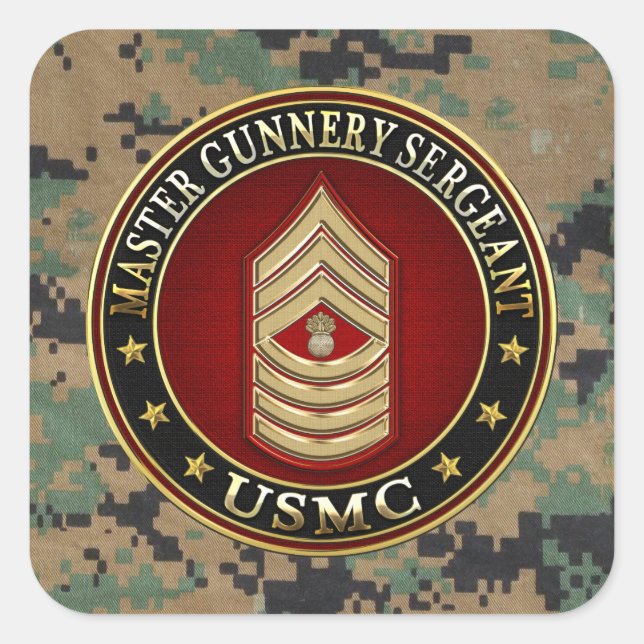 Adesivo Quadrado Fuzileiros americanos: Sargento-mor (USMC MGySgt) (Frente)