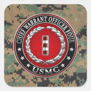 Adesivo Quadrado Fuzileiros dos EUA: Chefe do Mandado Quatro (USMC 