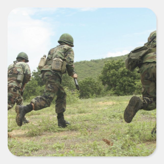 Adesivo Quadrado Fuzileiros reais da Tailândia apressam-se para gar (Frente)