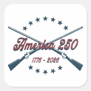 Adesivo Quadrado Fuzis Cruzados América 250 Patriótico 1776-2026