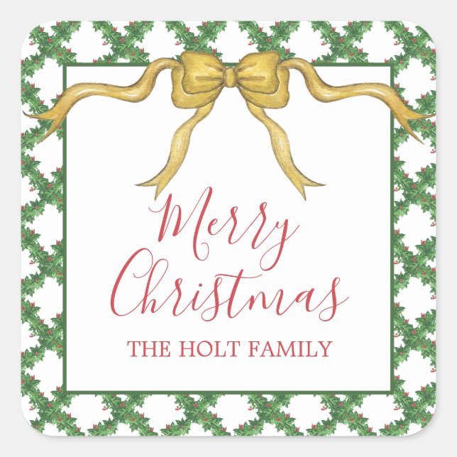 Adesivo Quadrado Gabinete de presentes para Arco de Natal com Aquar (Frente)