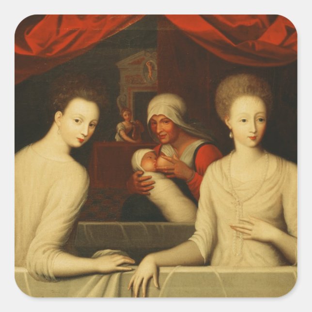 Adesivo Quadrado Gabrielle d'Estures e sua irmã (Frente)