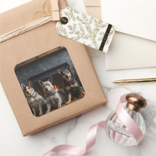 Adesivo Quadrado Gado australiano no Natal da Lareira