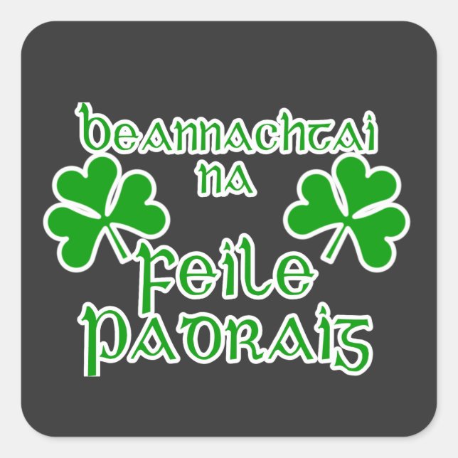 Adesivo Quadrado Gaelic St. Patrick's Day  (Frente)