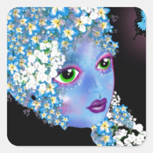 Adesivo Quadrado GAIA Mãe Terra Fantasia Pagan Art de LeahG (Frente)