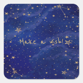 Adesivo Quadrado Galáxia Azul com Estrelas Ouros