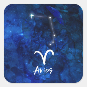 Adesivo Quadrado Galáxia azul da constelação do zodíaco do Aries