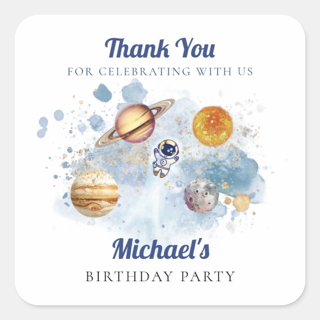 Adesivo Quadrado Galáxia de Planetas Fogueiros do Exterior (Frente)