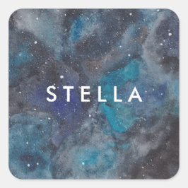 Adesivo Quadrado Galáxia Espacial Temida Nome Personalizado Estrela