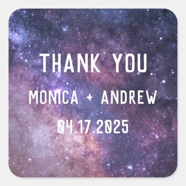 Adesivo Quadrado Galáxia Estrelas do Espaço Exterior Starry Obrigad (Frente)