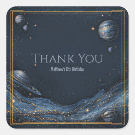 Adesivo Quadrado Galáxia Nebulosa Dourada da Marinha Planeta Fronte