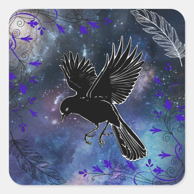 Adesivo Quadrado Galaxy Raven Sticker (Frente)