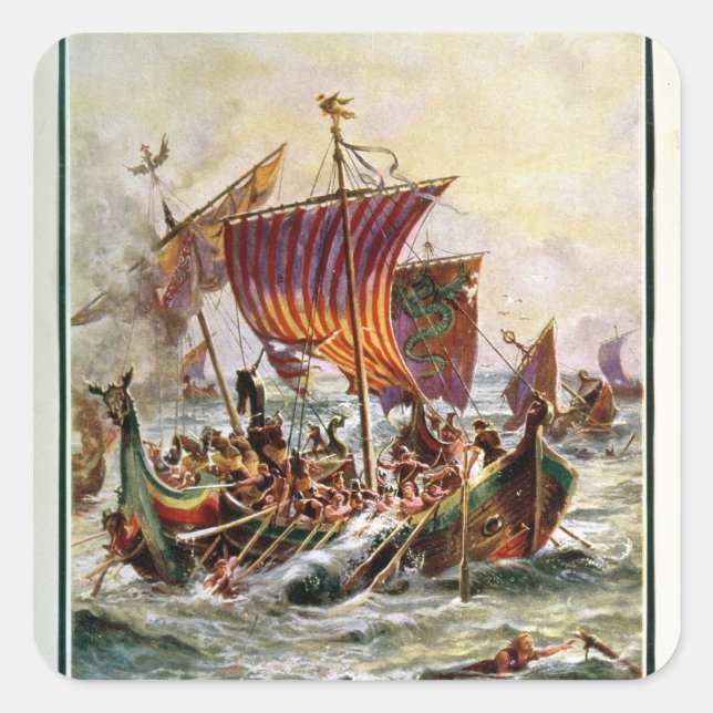 Adesivo Quadrado Galerias de Alfred atacando o Dragão Viking (Frente)
