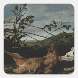 Adesivo Quadrado Galgo que trava um javali por Frans Snyders