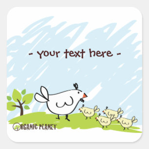 Adesivo Quadrado Galinha Família Planeta Orgânico Stickers