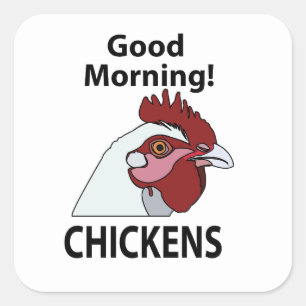 Adesivo Quadrado Galinhas Boa Manhã Frango Engraçado