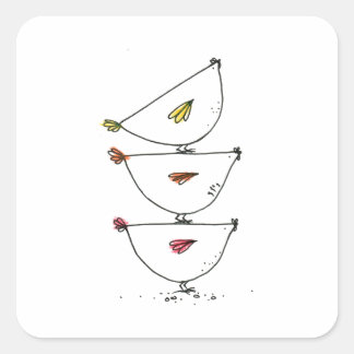 Adesivo Quadrado Galinhas Empilhadas