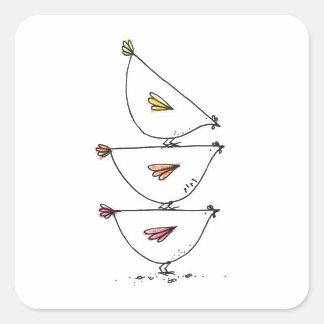 Adesivo Quadrado Galinhas Empilhadas (Frente)