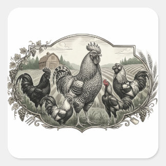 Adesivo Quadrado Galinheiro na fazenda