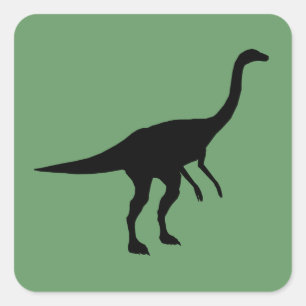 Adesivo Quadrado Gallimimus Dino Dinosaur Silhueta
