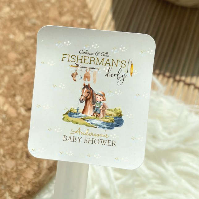 Adesivo Quadrado Gallops e Gills Pescador Derby Chá de fraldas (Criador carregado)