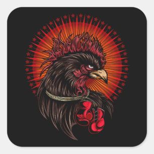 Adesivo Quadrado Galo de Boxing