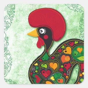 Adesivo Quadrado Galo típico de Barcelos