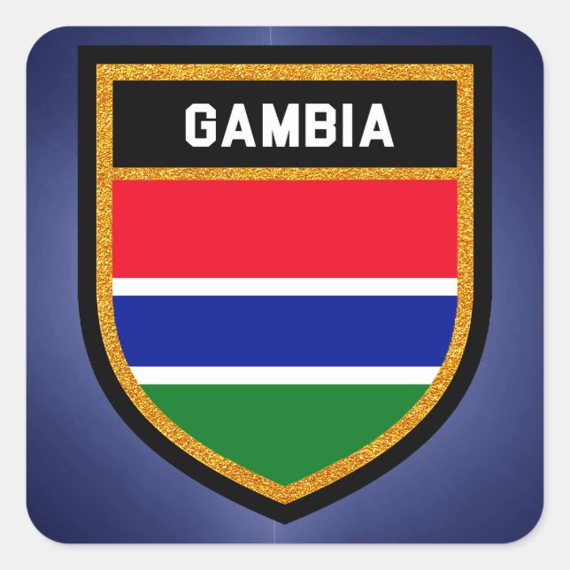Adesivo Quadrado Gâmbia Flag (Frente)