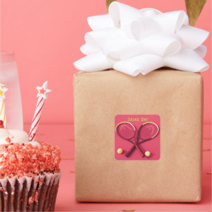 Adesivo Quadrado "Game On" - Rackers e bolas cor-de-rosa Tênis