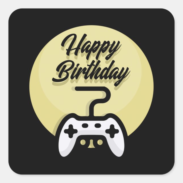 Adesivo Quadrado Gamer Birthday (Frente)