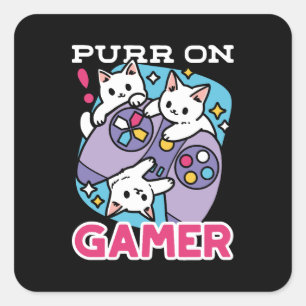 Adesivo Quadrado Gamer Design - Purr On Gamer Joystick Art