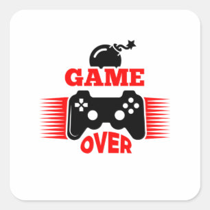 Adesivo Quadrado Gamer Gift Game Over