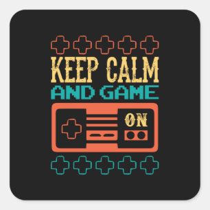 Adesivo Quadrado Gamer Gift Mantém Calma E Joga Jogo