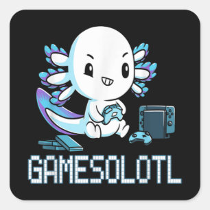 Adesivo Quadrado Gamesolotl Axolotl Gamer Videos games