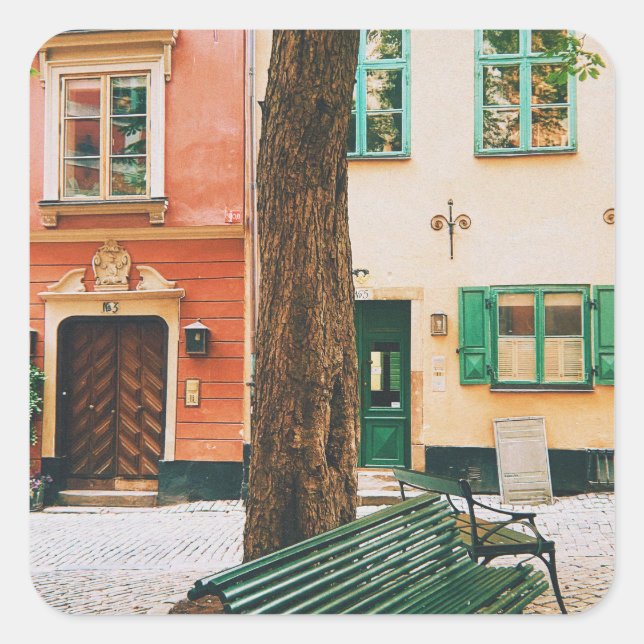 Adesivo Quadrado Gamla Stan, Cidade Antiga de Estocolmo (Frente)