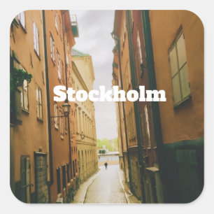 Adesivo Quadrado Gamla Stan, Suvenir de Estocolmo, Retro Europeu