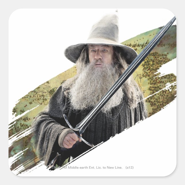Adesivo Quadrado Gandalf com Espada Verde (Frente)