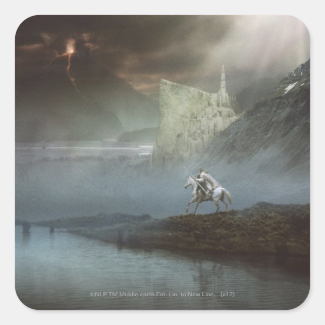 Adesivo Quadrado GANDALF™ toma Hobbits à cidade guardada (Frente)