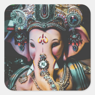Adesivo Quadrado Ganesha Ganapati Deus Hindu da Riqueza