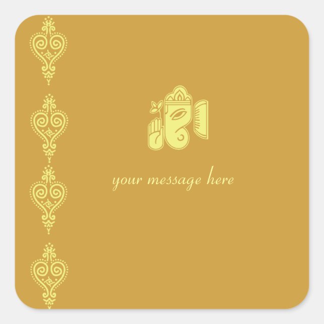 Adesivo Quadrado Ganesha Wedding Stickers (Frente)